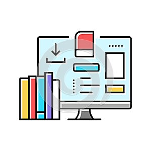 study materials online learning platform color icon vector illustration
