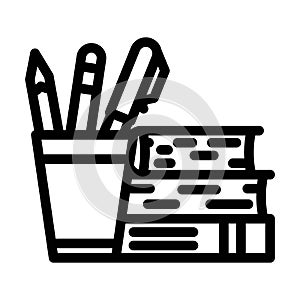 study materials online learning platform line icon vector illustration