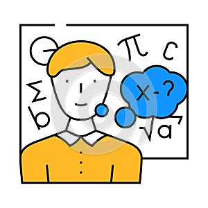 study math science education icon color illustration