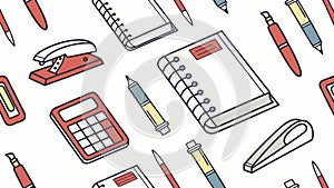 Study & Office Essentials Seamless Pattern, vector design Generative AI