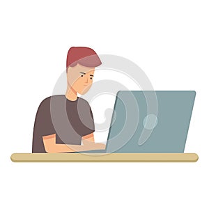 Study programming icon cartoon vector. Computer class