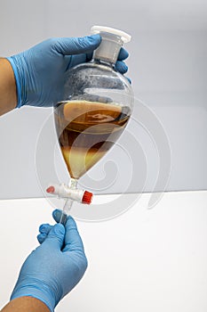 The study Separating by filtration the component substances from liquid mixture in Lab. Separating natural product use