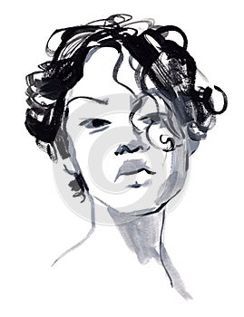 Study sketch of a portrait of a young girl from life