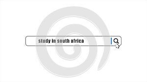 Study in South Africa in search animation. Internet browser searching