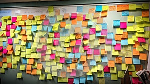 study sticky notes on wall