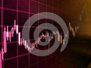 Study the stock market data on the screen. Stock market graph with screen. Stock market data information. Display of Stock market