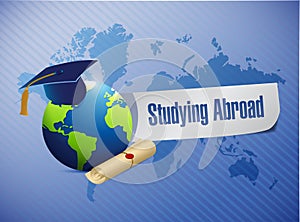 studying abroad globe sign world map illustration