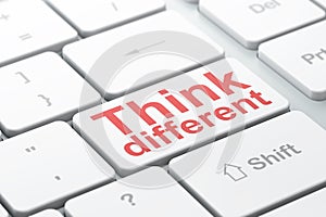 Studying concept: Think Different on computer keyboard background