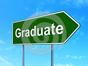 Studying concept: Graduate on road sign background