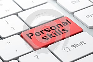 Studying concept: Personal Skills on computer keyboard background