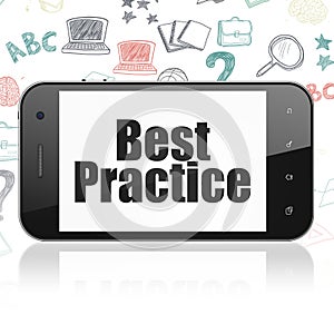 Studying concept: Smartphone with Best Practice on display