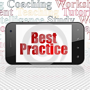 Studying concept: Smartphone with Best Practice on display