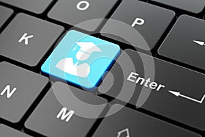 Studying concept: Student on computer keyboard background