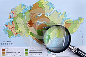 Studying geography contours concept