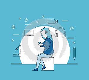 Studying tools and woman