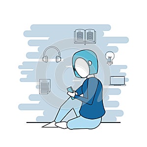 Studying tools and woman