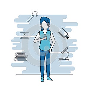 Studying tools and woman