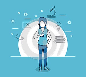 Studying tools and woman