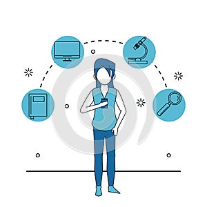 Studying tools and woman