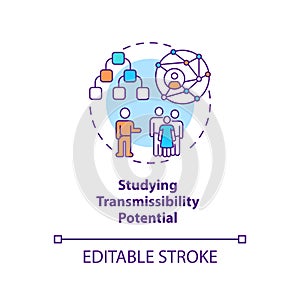 Studying transmissibility potential concept icon