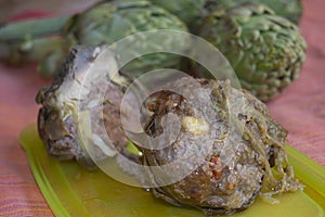 Stuffed artichokes  alla giudia photo