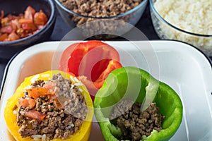 Stuffed bell peppers with filling ingredients