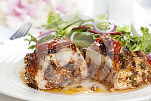 Stuffed Chicken Breast with Salad