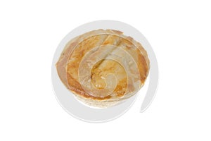 Stuffed chicken pie known as Empada in Portugal and Brazil. Isolated on white background.