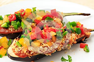 Stuffed eggplant food for vegetarian