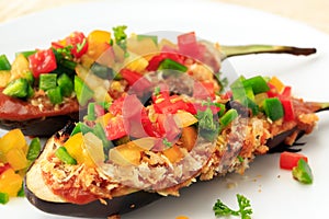 Stuffed eggplant food for vegetarian