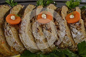 Stuffed fish roll pieces