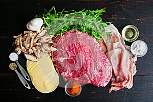 Stuffed Flank Steak with Prosciutto and Mushrooms Ingredients photo