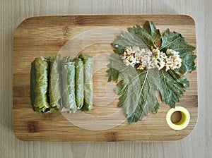 Stuffed grape leaves, turkish food sarma photo