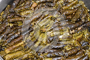 Stuffed grape leaves in Turkish style