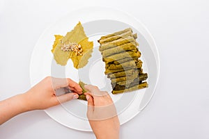 Stuffed grape leaves in Turkish style