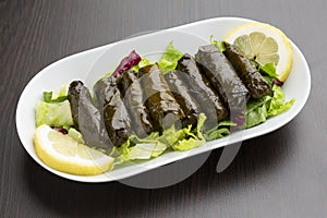 Stuffed grape leaves, typical Lebanese food