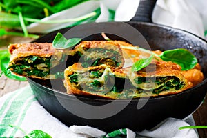 Stuffed moldovan flatbreads dill and sorrel