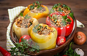 Stuffed peppers with meat and rice