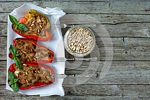 Stuffed Peppers And Pine Seeds