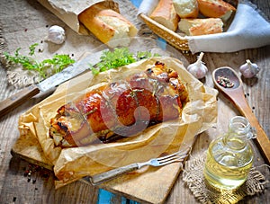 Stuffed Pork Loin Roast on the board.