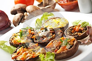 Stuffed portabello mushrooms photo