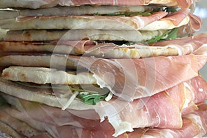 Stuffed sandwiches called Spianata or Piadina in Italian with ra