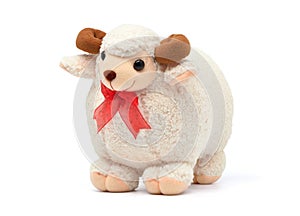 Stuffed Sheep Ram soft plush toy isolated on white