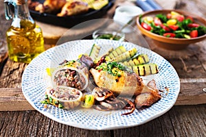 Stuffed squid with buckwheat