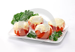 Stuffed tomatoes with cheese, appetizer