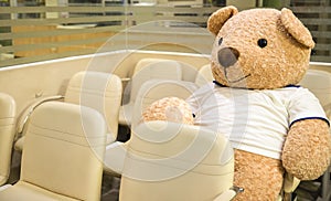 a stuffed toy bear at the waiting area photo