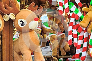 Stuffed toy reindeer on display awarded as winning prizes