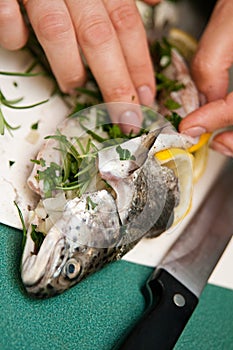 Stuffed trout with lemon dish