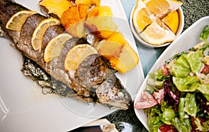 Stuffed trout with lemon dish