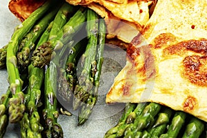 Stuffed vegetable omelet with asparagus